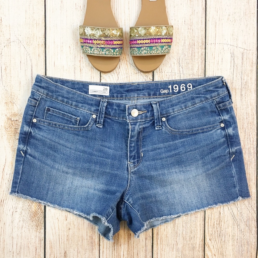 {Gap} Maddie Summer Cut Off Jean Shorts Aruba Wash